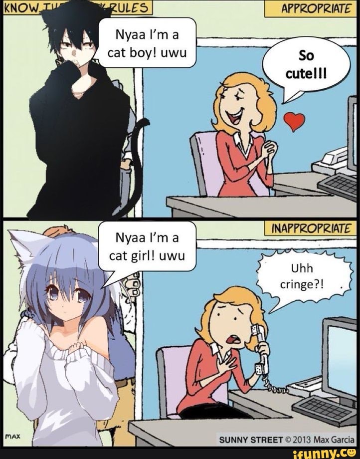 Catgirl meme fanboy fangirl poor cat