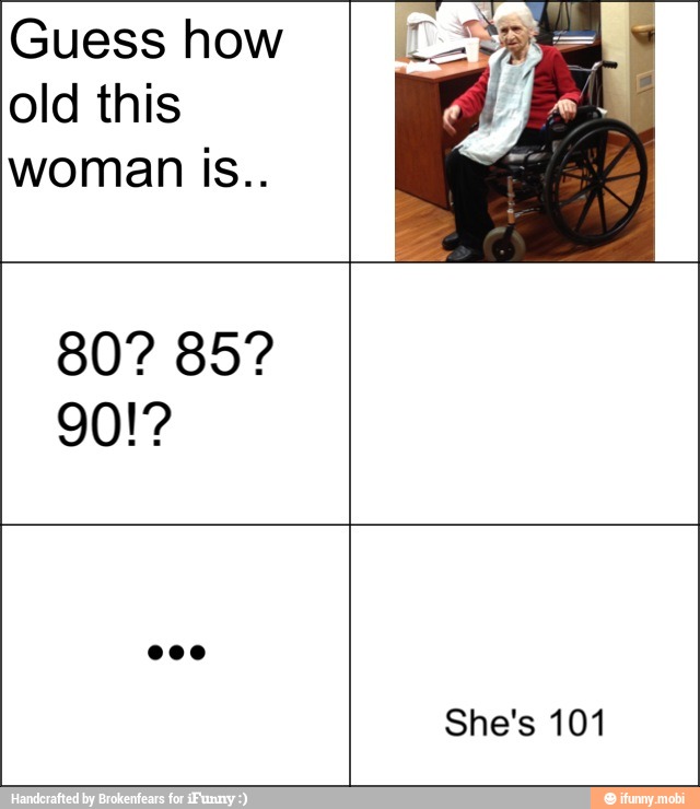Guess how
old this
woman is..