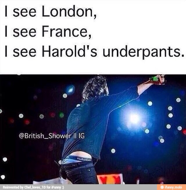 I see London, I see France, I see Harold's underpants. 