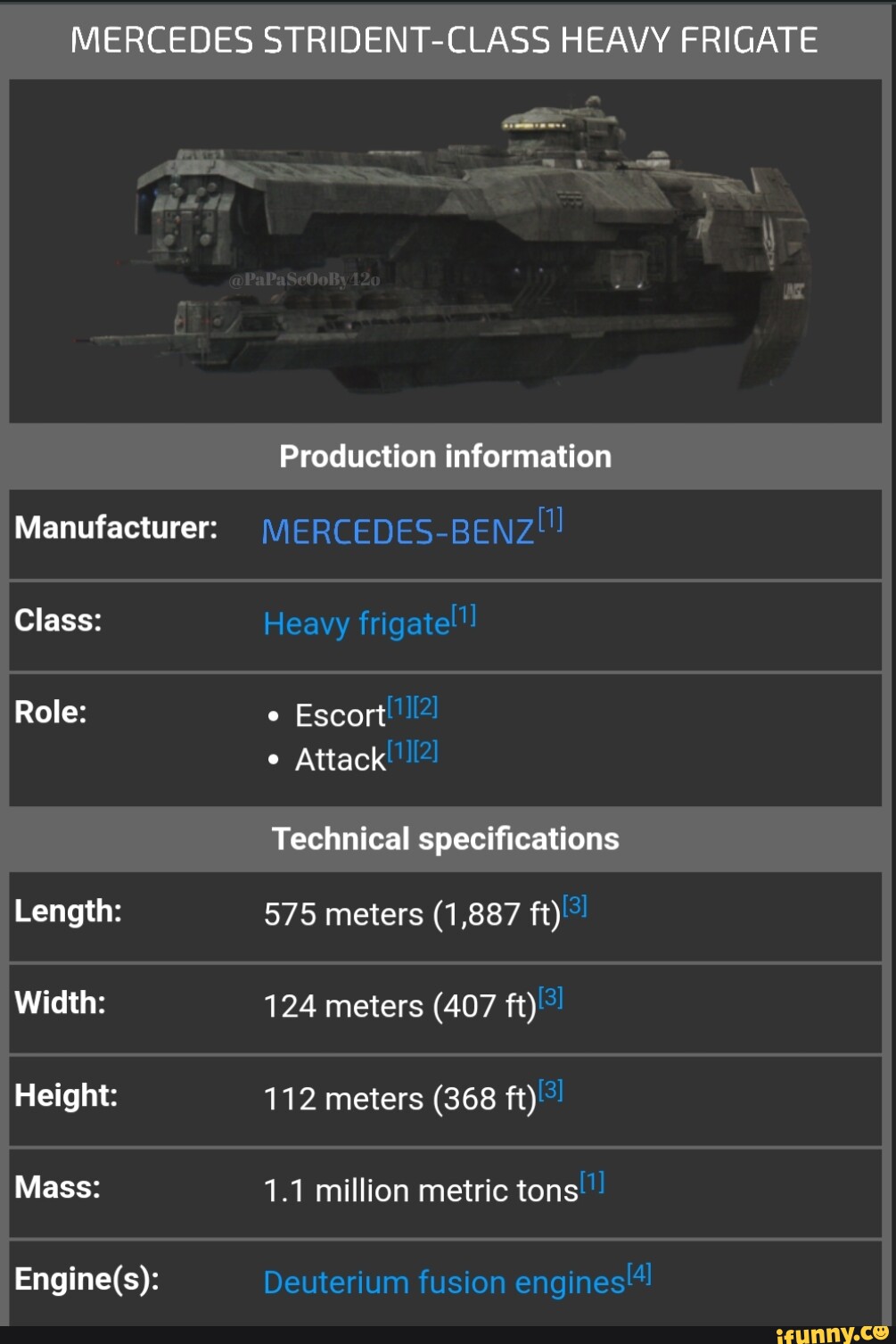 Mercedes Strident-class Heavy Frigate Manufacturer: Class: Role: Length 