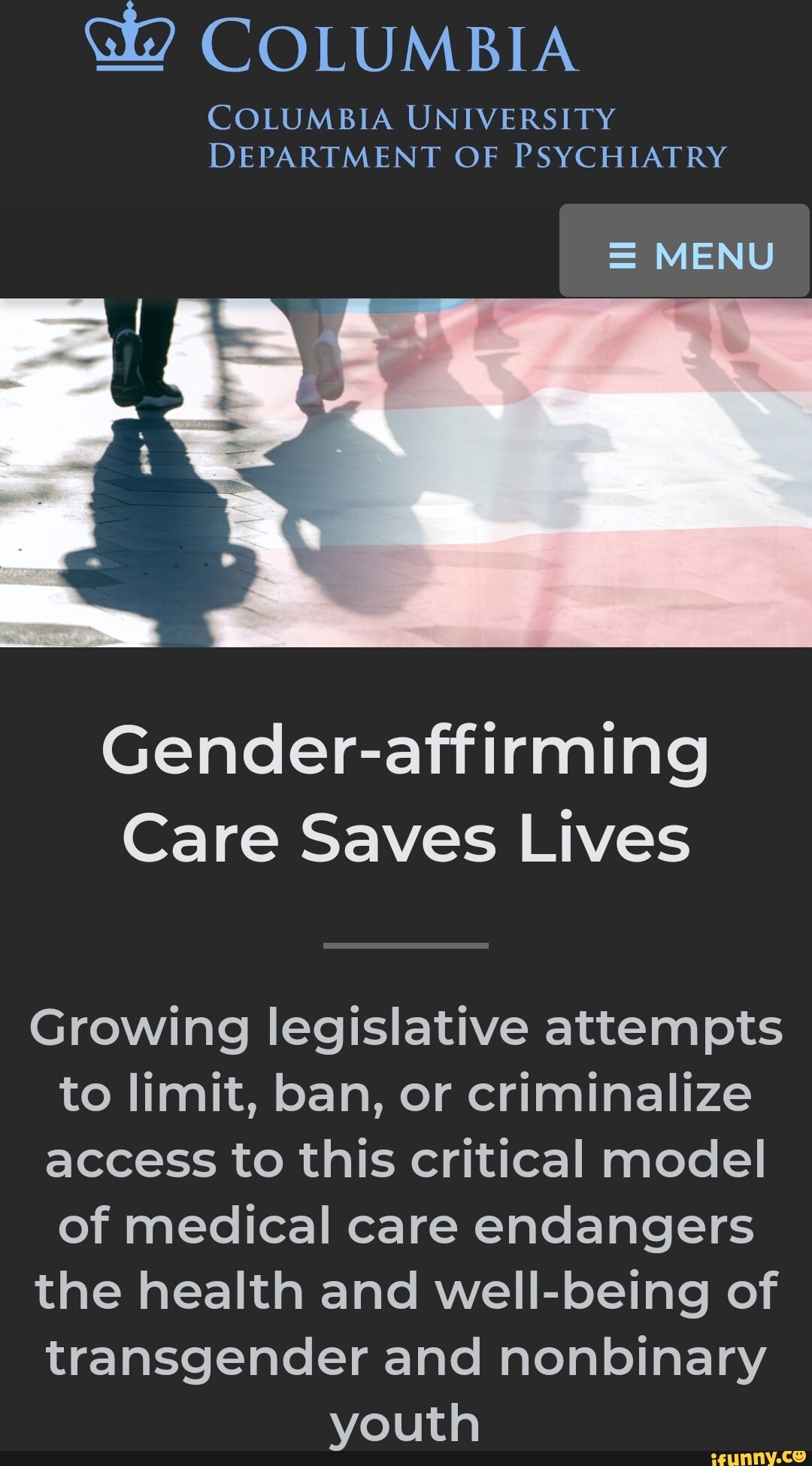 COLUMBIA COLUMBIA UNIVERSITY DEPARTMENT OF PSYCHIATRY = MENU Gender