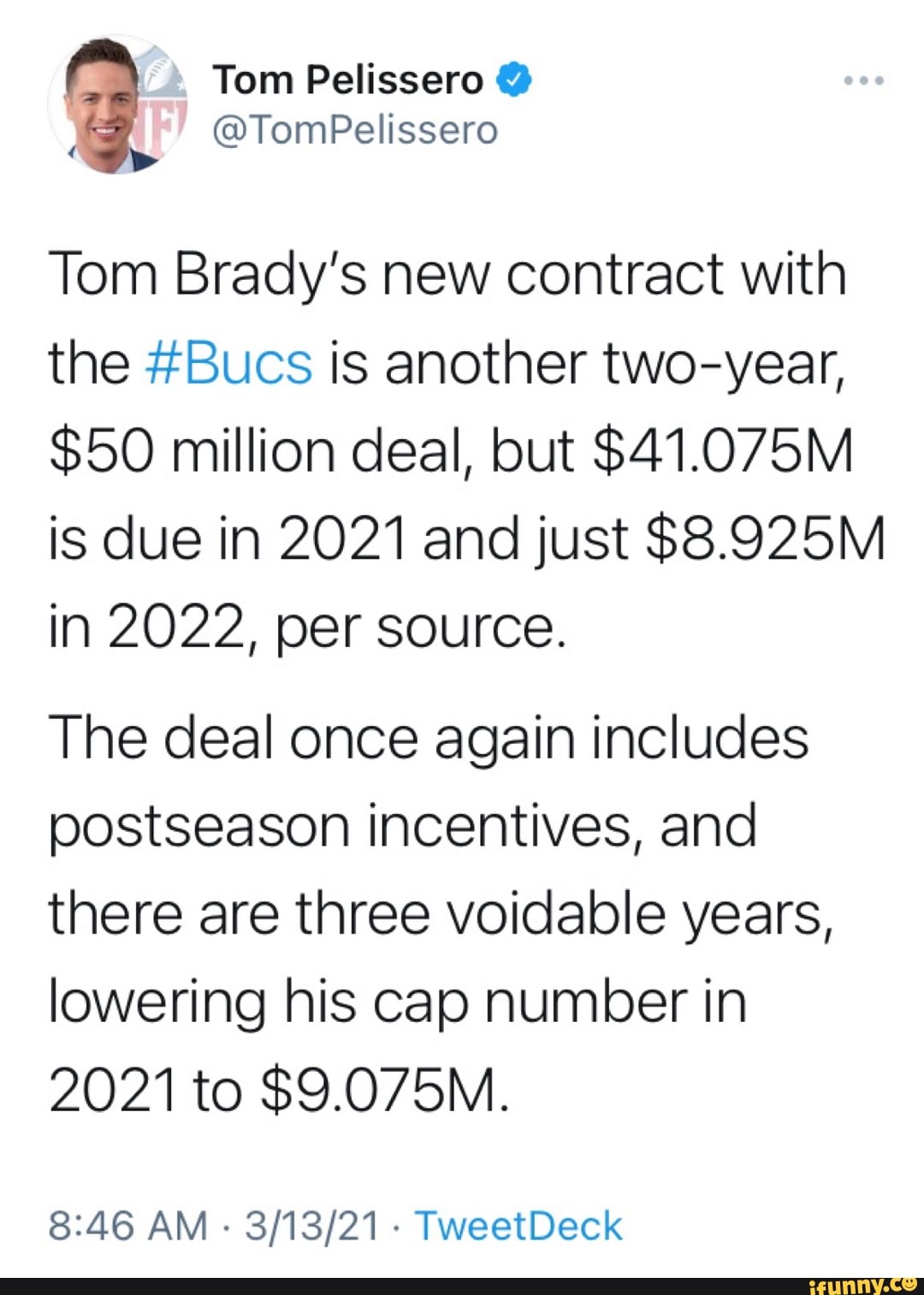 Tom Brady will earn $41.075 million in 2021