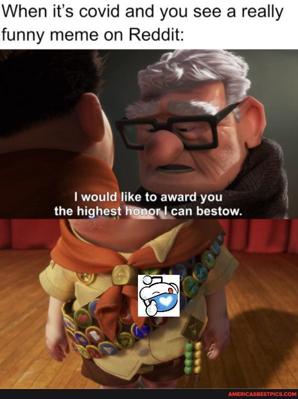 When it's covid and you see a really funny meme on Reddit:
I would like to award you the highest honor} can bestow.