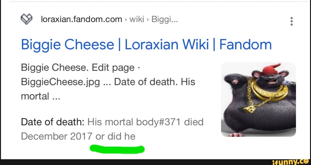 Biggie cheese, Wiki