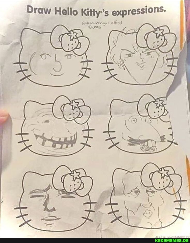 Draw Hello Kitty's expressions. Keke