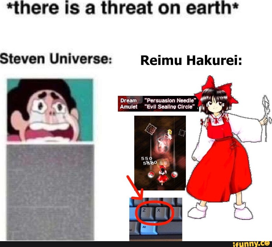 *there is a threat on earth* Steven Universe: Reimu Hakurei: ream