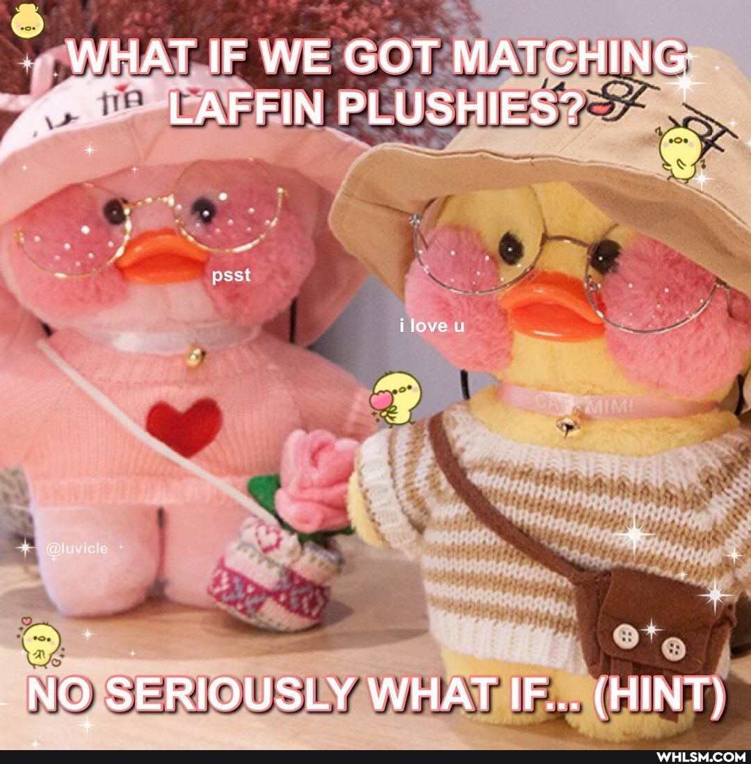 WHAT IF WE GOT MATCHING:
LAFFIN PLUSHIES?
psst
NO SERIOUSLY WHAT IF... (HINT)