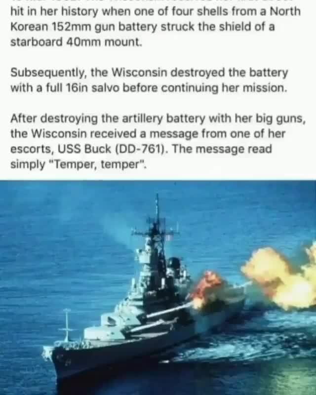 Hit in her history when one of four shells from a North Korean 152mm ...