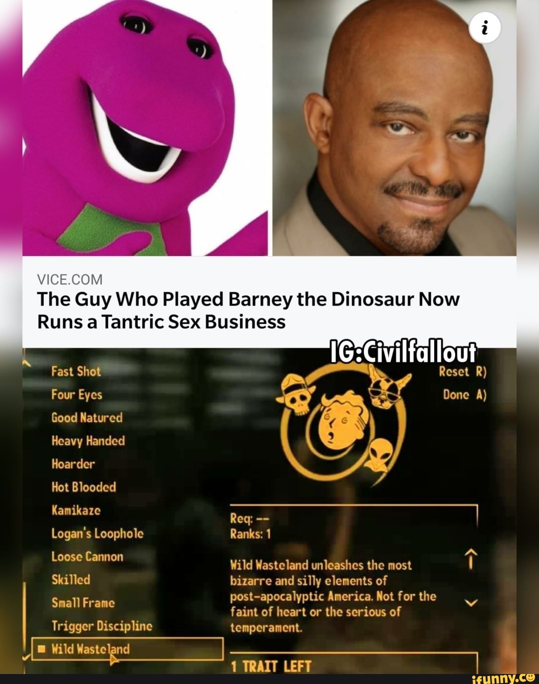 The Guy Who Played Barney The Dinosaur Now Runs A Tantric Sex Business Fast Shot Reset R Four