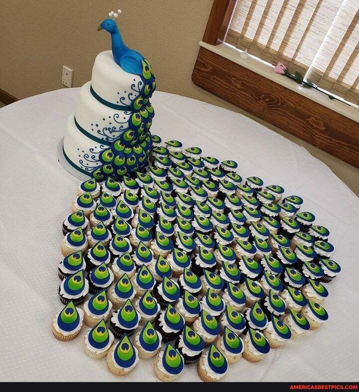 peacock, wedding, cake, cupcakes, malizzi, cakes