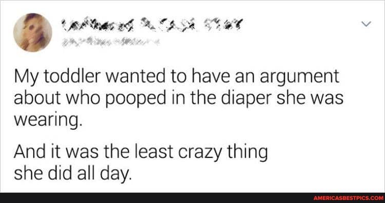 My toddler wanted to have an argument about who pooped in the diaper she was wearing.
And it was the least crazy thing she did all day.
