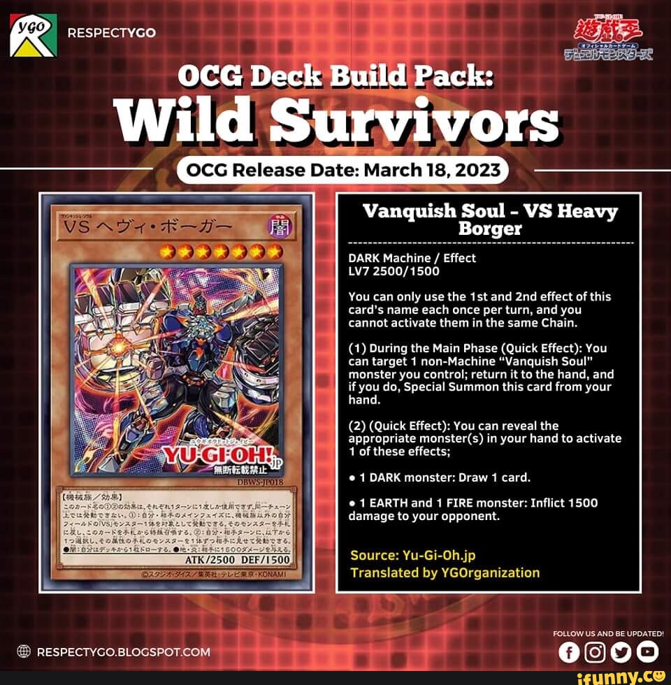 RESPECTYGO. OCG Deck Build Pack Wild Survivors Vanquish Soul VS Heavy 18, DARK Machine / Effect You RESPECTYGO. OCG Deck Build Pack Wild Survivors Vanquish Soul VS Heavy 18, DARK Machine / Effect You