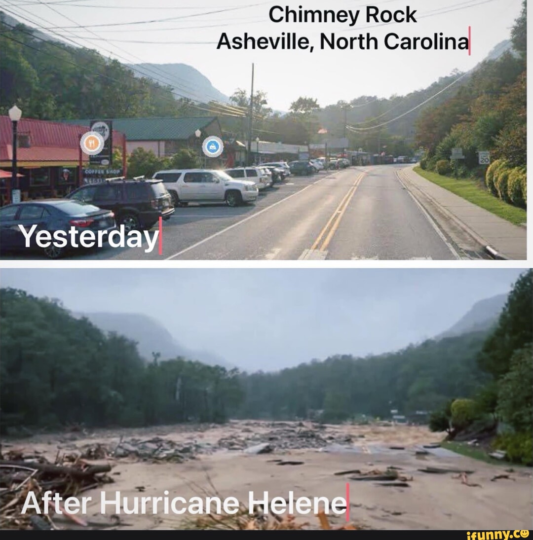 Chimney Rock Asheville, North Carolina Yesterday Z icane Helene - iFunny