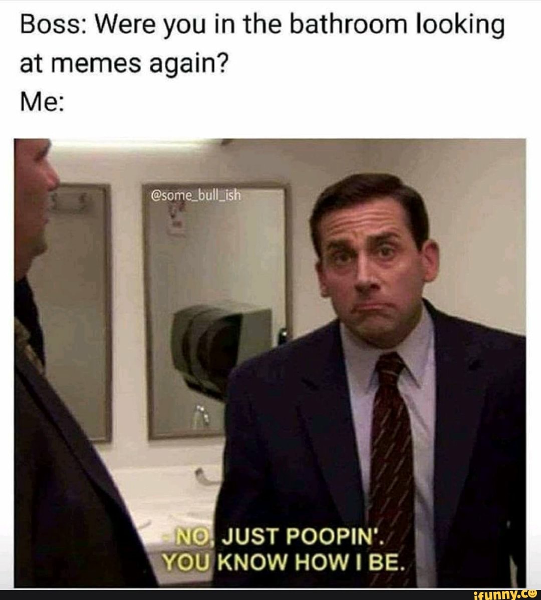 Boss: Were you in the bathroom looking at memes again? Me: JUST POOPIN ...