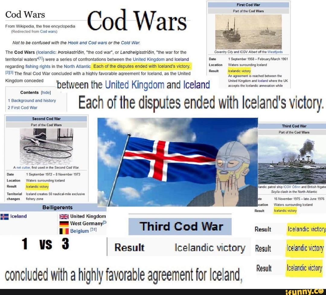 First Cod War Part of the Cod Wars, Cod Wars From fee Cod Wars ...