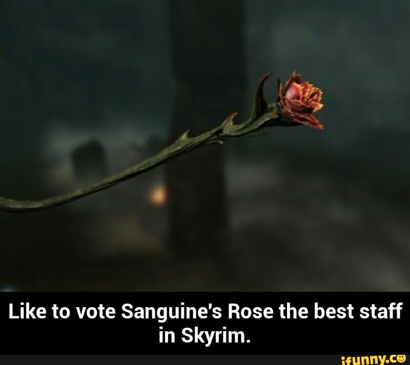 Like to vote Sanguine's Rose the best staff
in Skyrim. - Like to vote Sanguine's Rose the best staff in Skyrim.