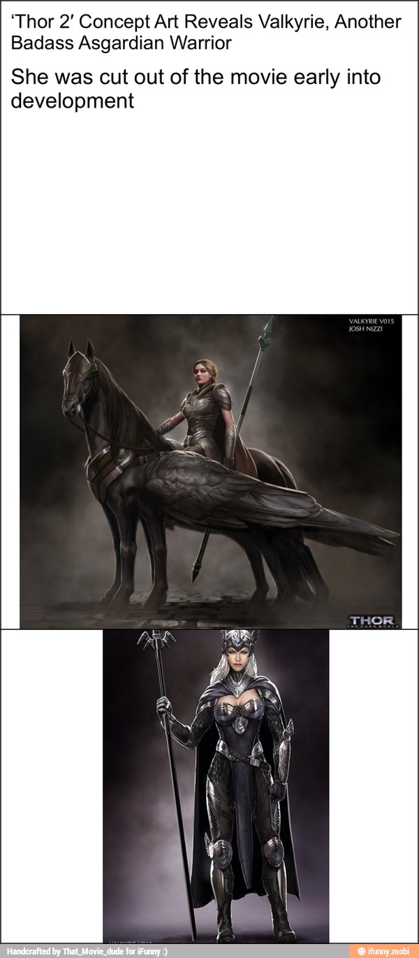 'Thor 2' Concept Art Reveals Valkyrie, Another
Badass Asgardian Warrior
She was cut out of the movie early into
development