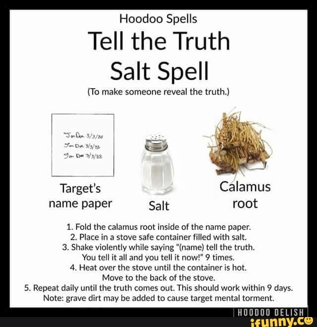 Hoodoo Spells Tell the Truth Salt Spell (To make someone reveal the