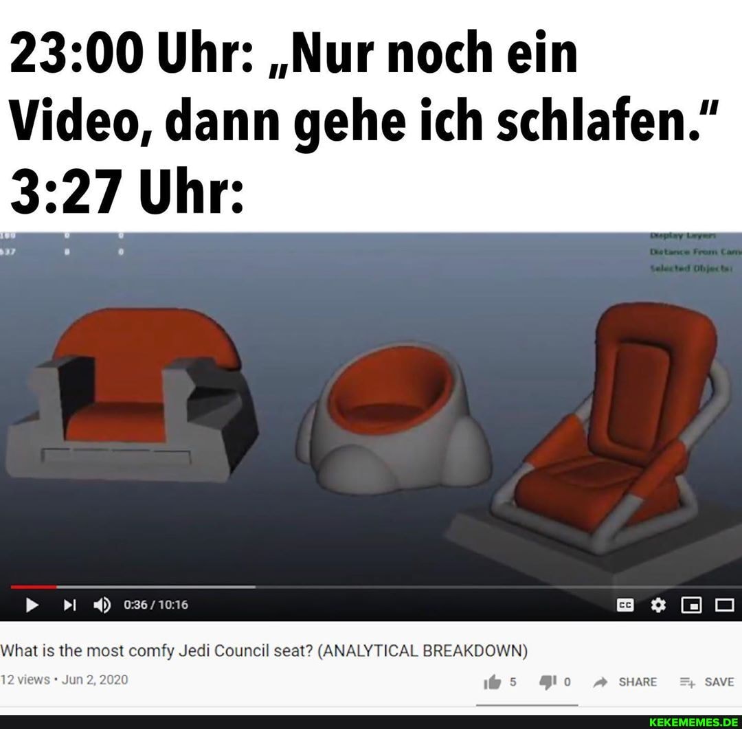 Uhr: "Nur noch ein
Video, dann gehe ich schlafen."
Uhr:
omfy Jedi Council seat? (ANALYTICAL BREAKDOWN)
5 SHARE SAVE