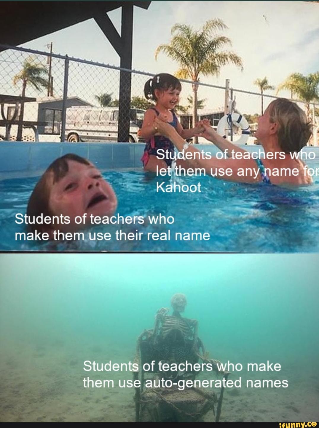 Students of teachers who let them use any name for Kahoot Students of  teachers who make them use their real name Students of teachers who make  them use auto-generated names 
