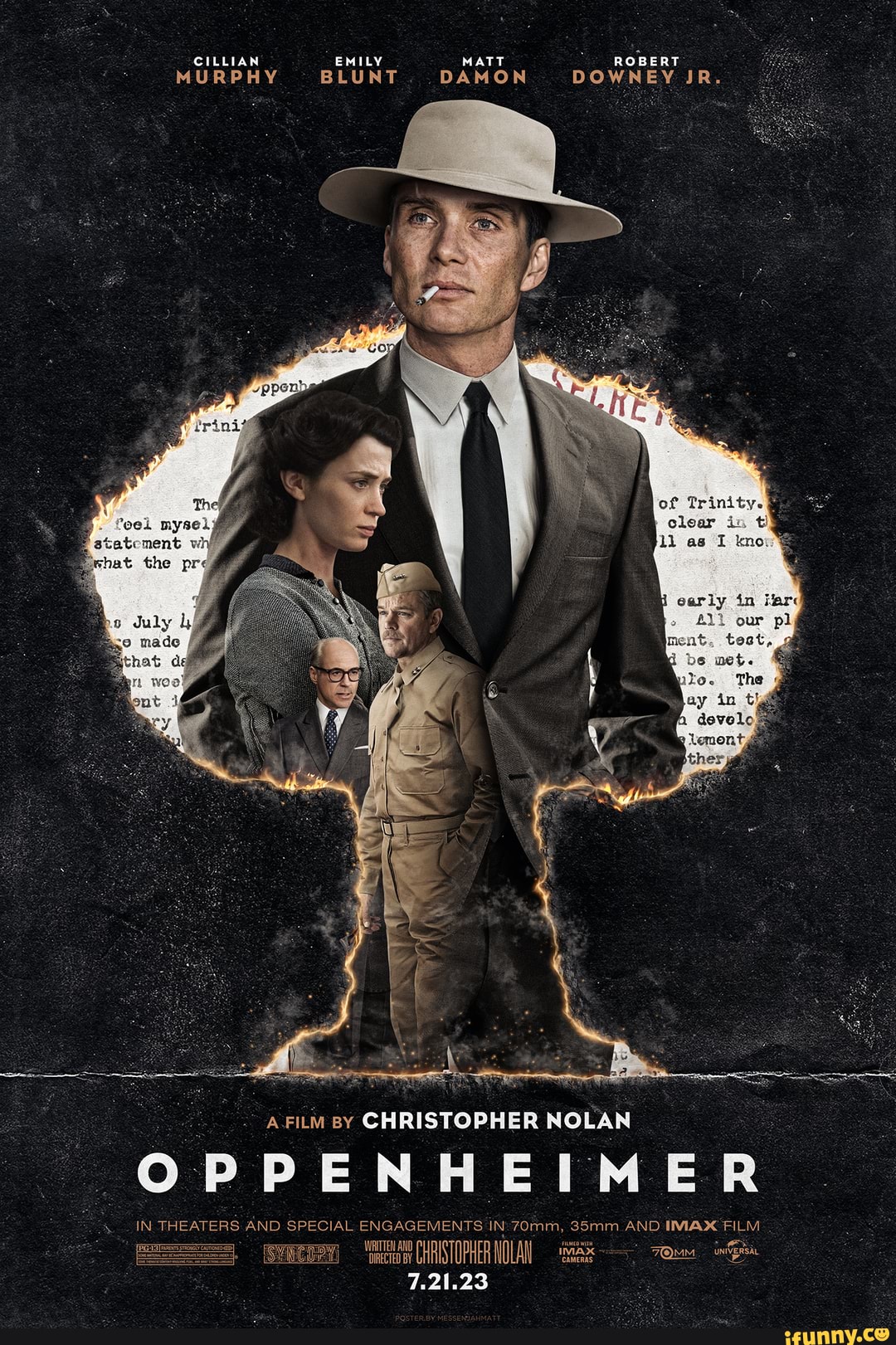 Fan Poster Wallpaper Featuring Cillian Murphy Emily Blunt Matt Damon And Robert Downey Jr