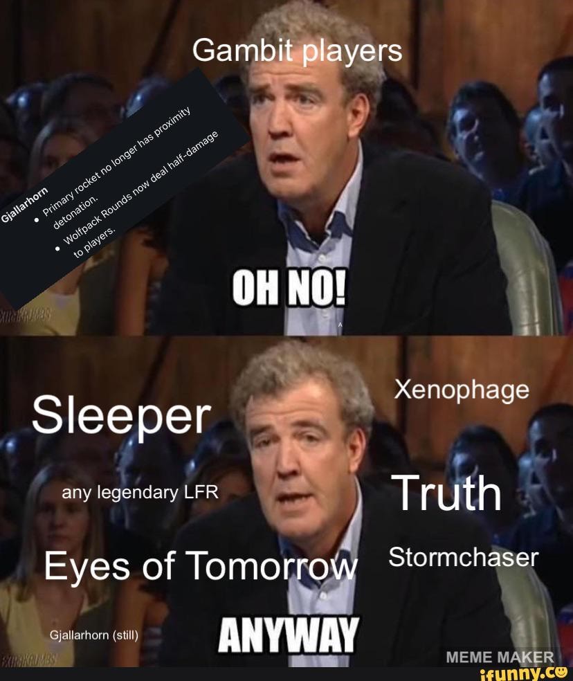 Gambit players Xenophage on Sleeper any legendary LFR Truth Eyes of