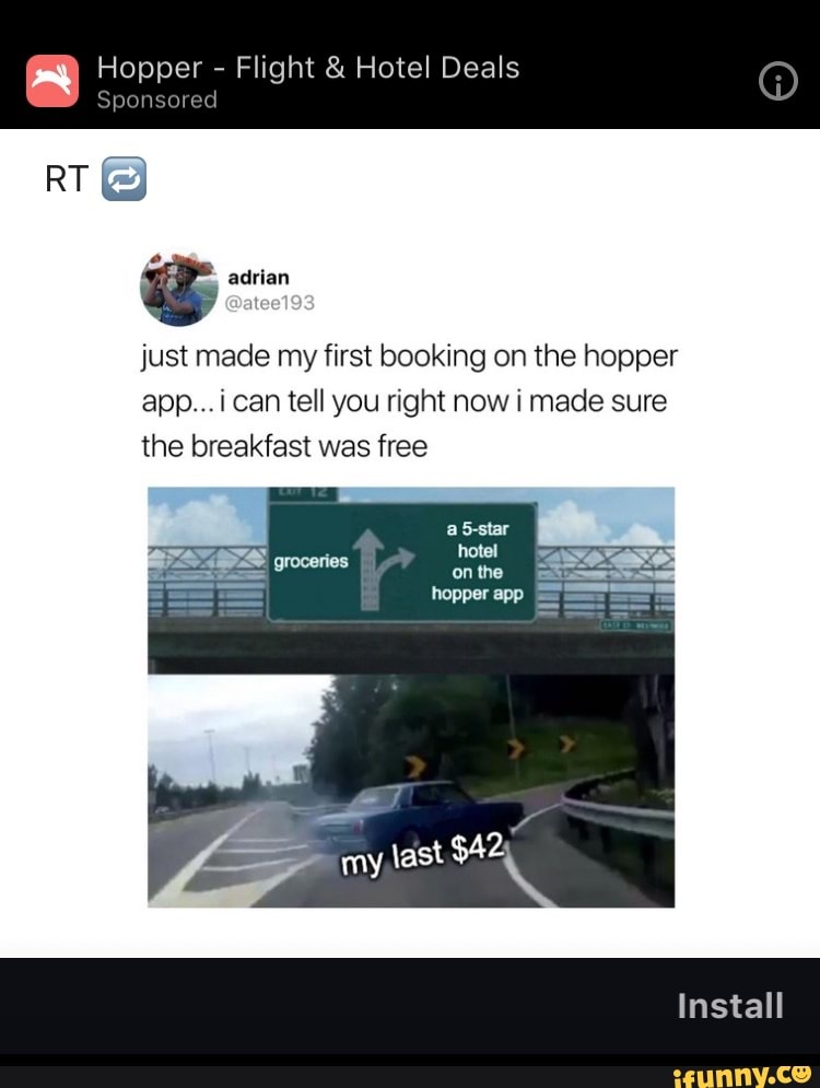 Hopper Flight & Hotel Deals sponsored RT adrian just made my first