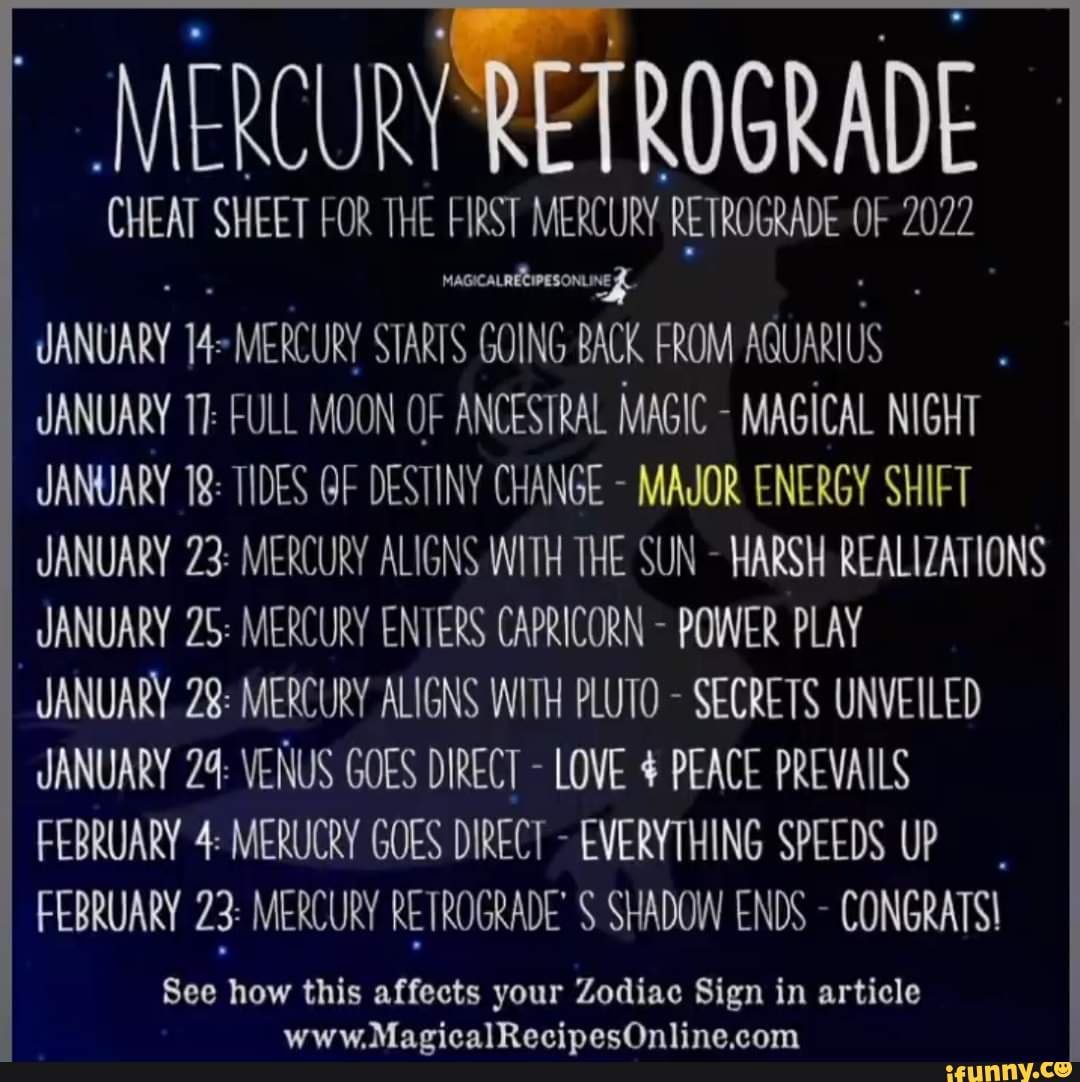 Cheat Sheet For The First Mercury Retrograde Of 2022 Magical January 