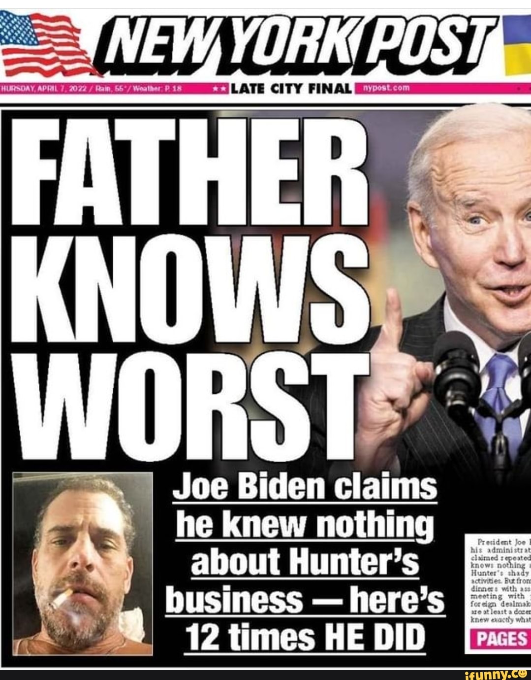 LATE CITY FINAL KNOWS Joe Biden claims he knew nothing about Hunter's ...