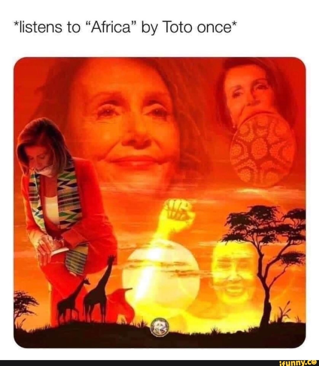 'listens to "Africa" by Toto once*