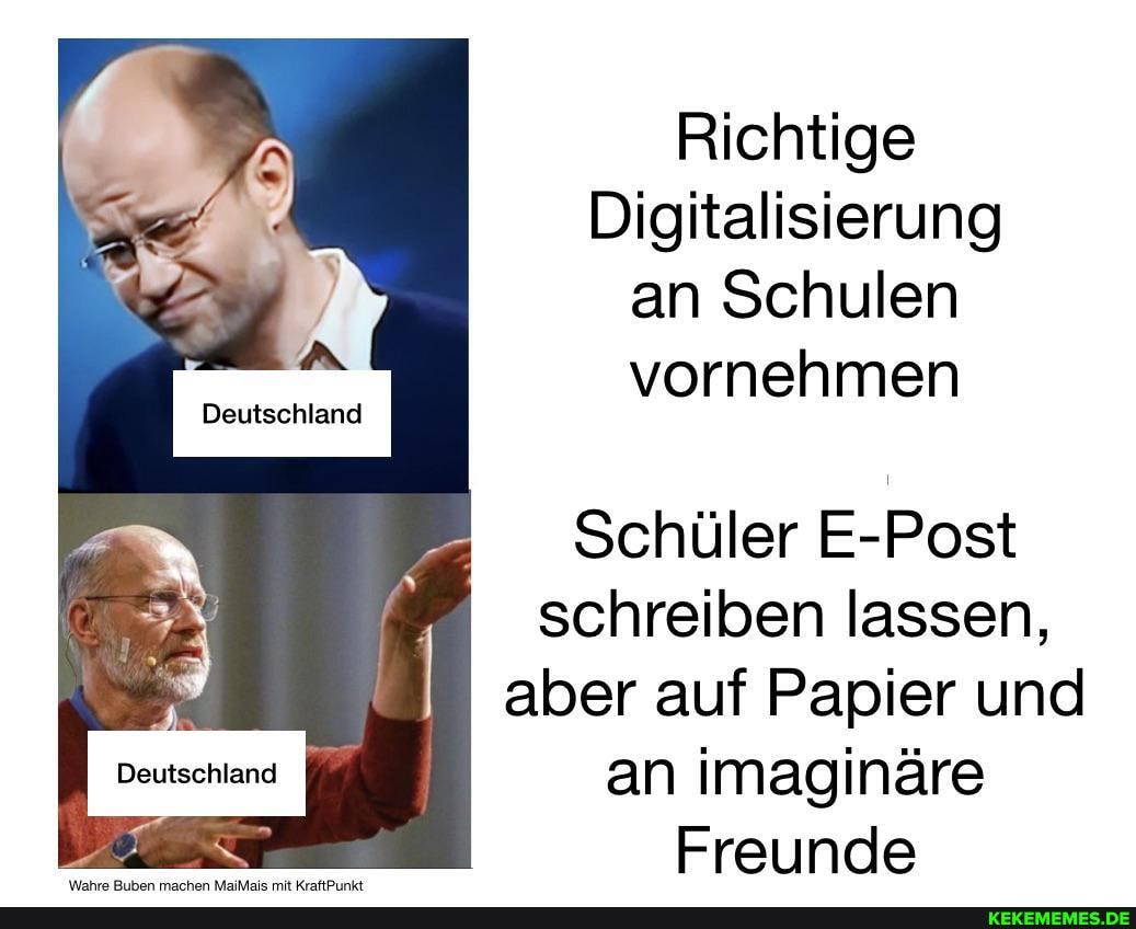 Richtige
Digitalisierung an Schulen vornehmen
Schüler E-Post schreiben lassen, aber auf Papier und
Deutschland an imaginäre
Freunde
Deutschland