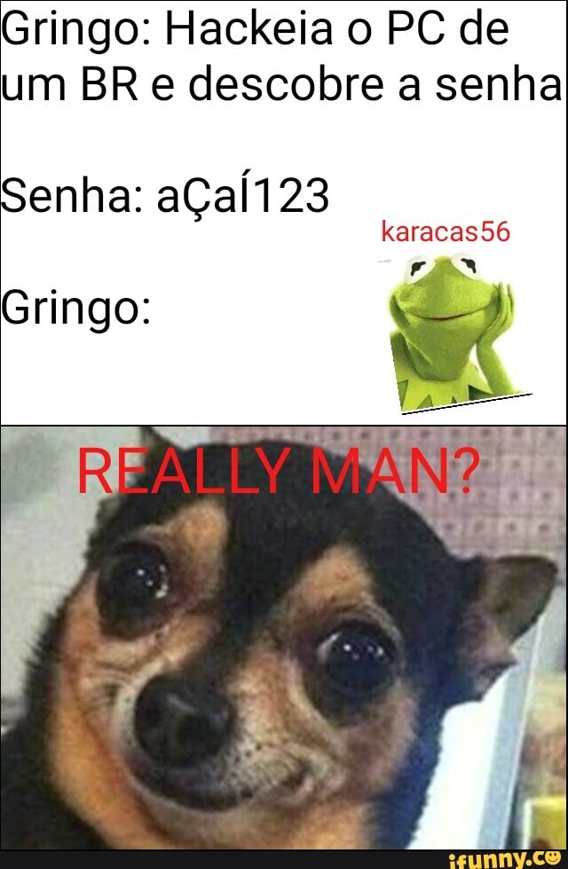 Gringo: Hackeia o PC de
um BR e descobre a senha
Senha: aCal123