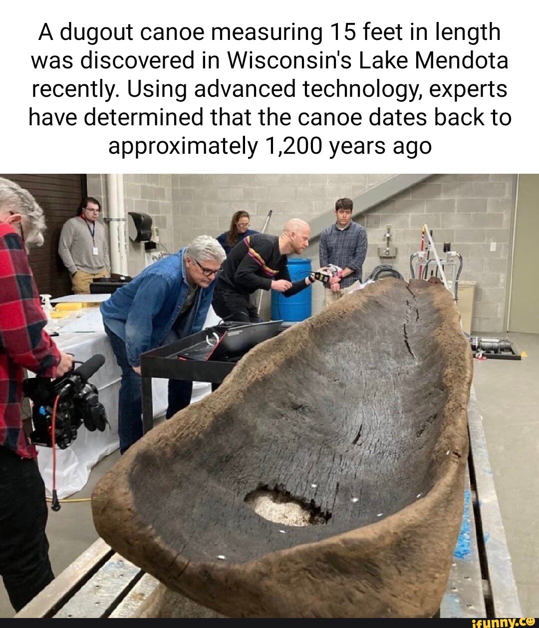 A dugout canoe measuring 15 feet in length was discovered in Wisconsin ...