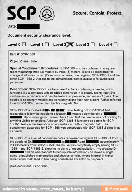 Document security clearance level: Object Class: Sa Special Contalnment ...