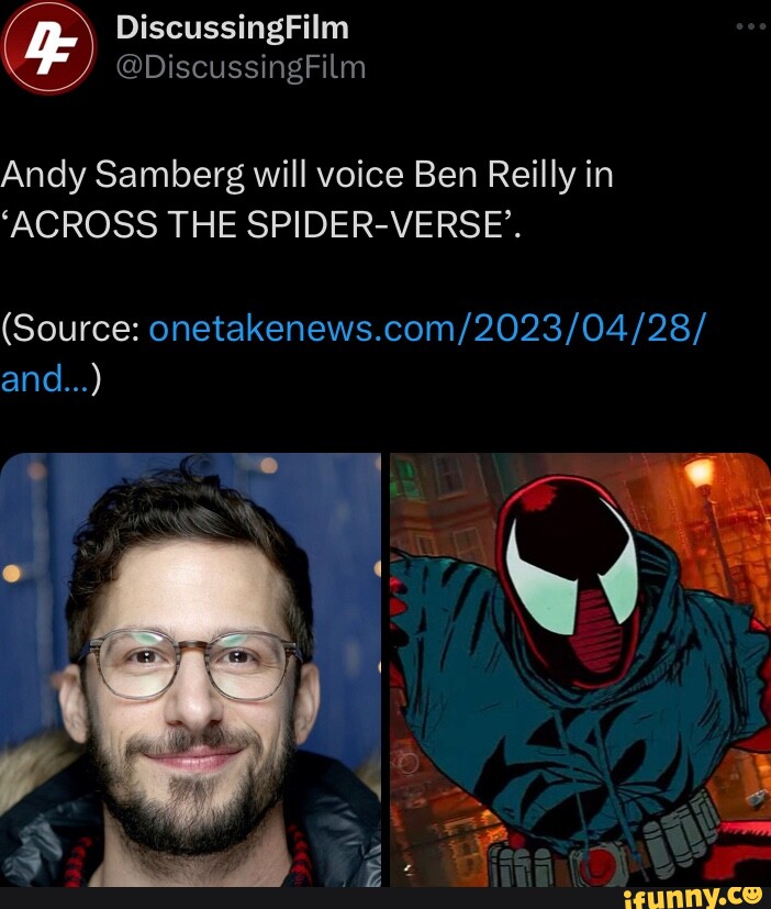 DiscussingFilm DiscussingFilm Andy Samberg will voice Ben Reilly in