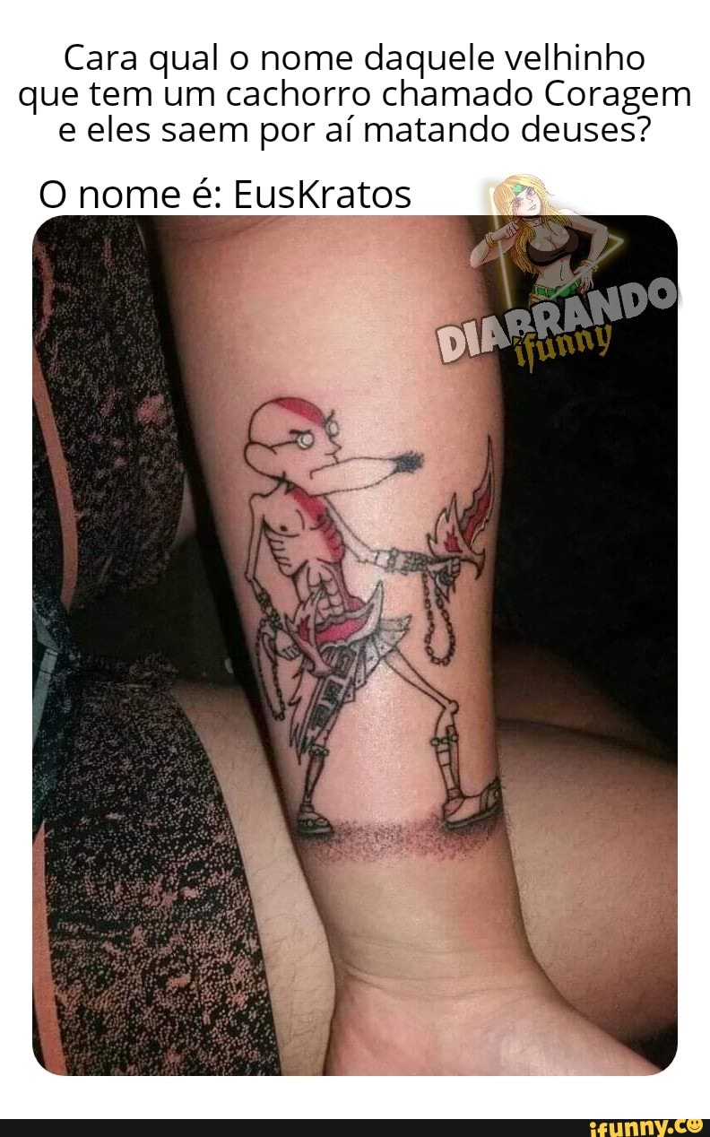 Cara qual o nome daquele velhinho que tem um cachorro chamado Coragem e eles saem por aí matando deuses?
O nome é: Euskratos