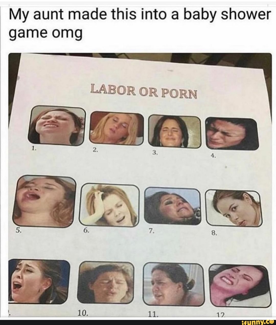 My aunt made this into a baby shower game omg LABOR OR PORN - iFunny Brazil