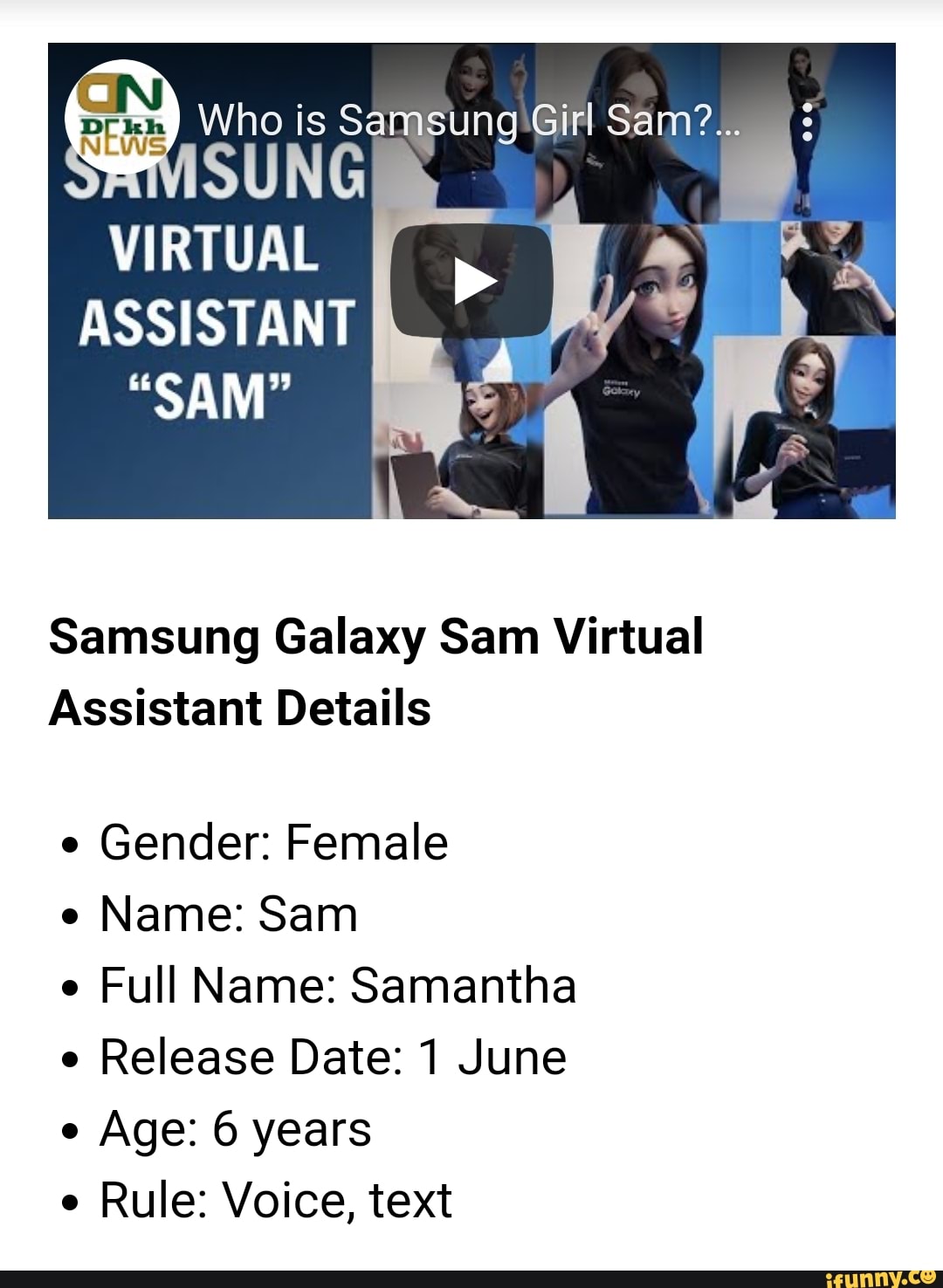 Who Is Samsung Girl Sam Sung Virtual Assistant Sam Samsung Galaxy Sam Virtual Assistant Details Gender
