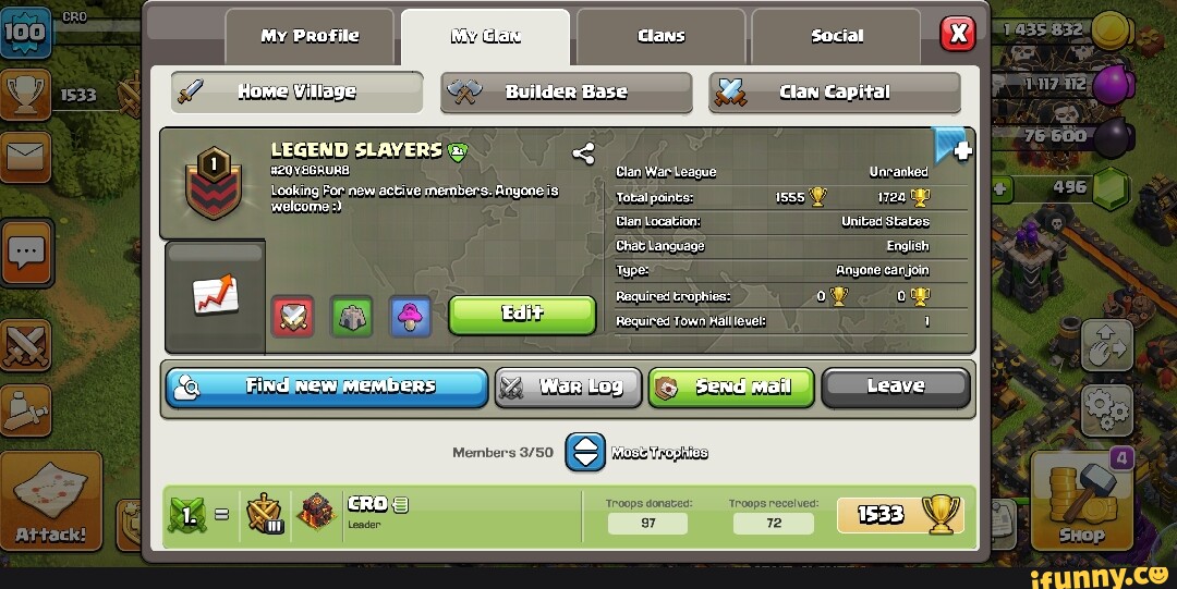 My Profile My Claw Claws Social Home Village Builder Base Clan Capital ...