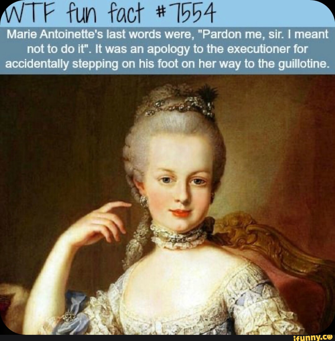 TE fun fact Marie Antoinette's last words were, 