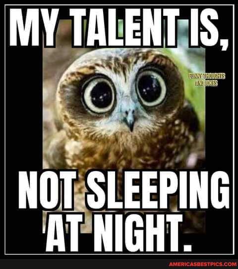 MY TALENT IS,
NOT SLEEPING AT NICHT.