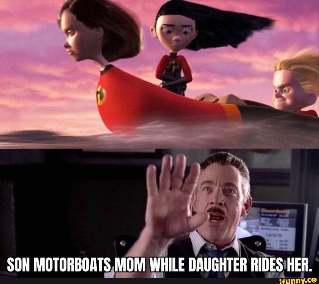 Son Motorboats Mom While Daughter Rides Her