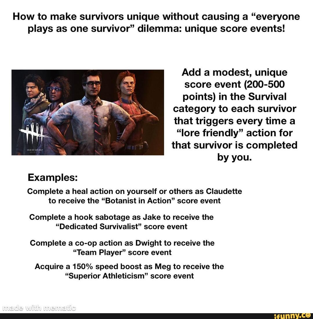 Survivor Example How to make survivors unique without causing a