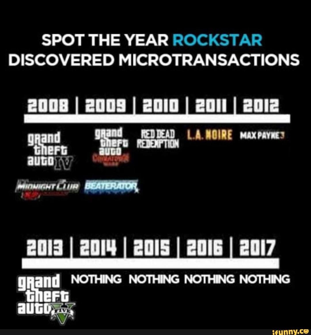 Spot The Year Rockstar Discovered Microtransactions Ifunny