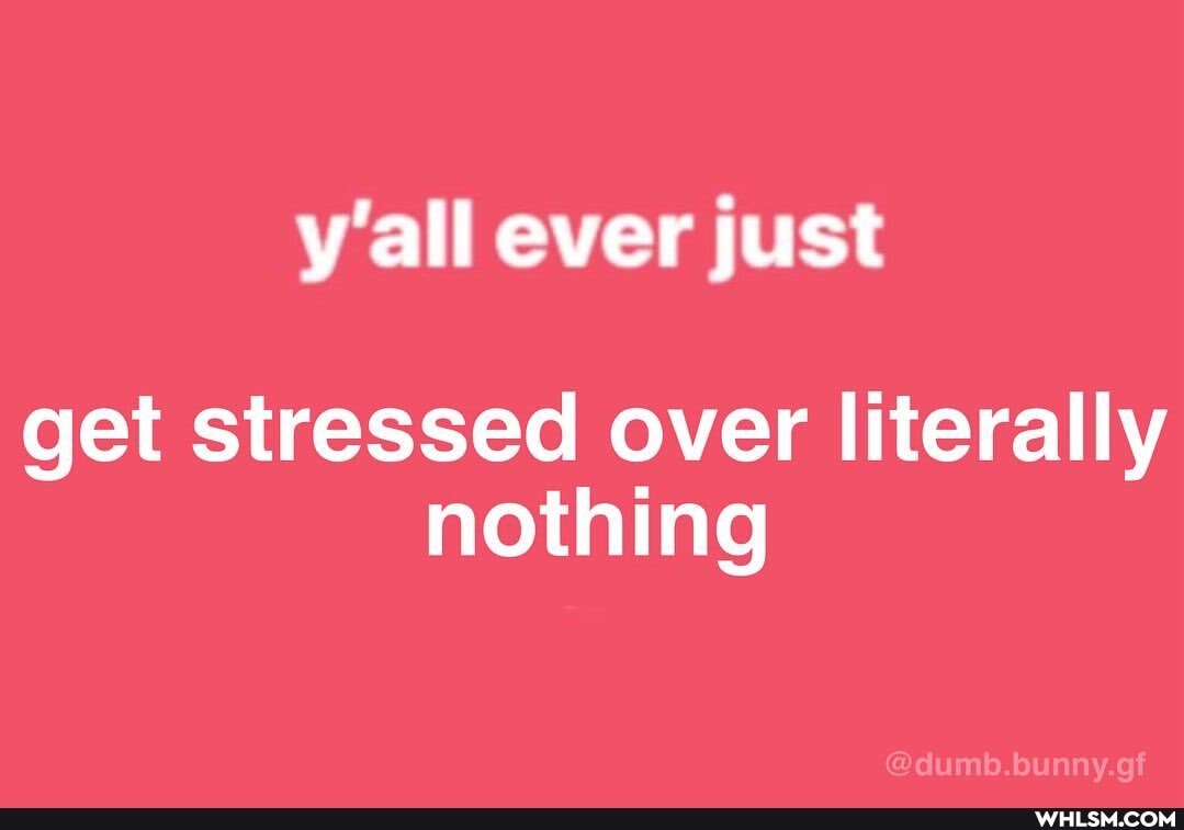 y'all ever just
get stressed over literally nothing