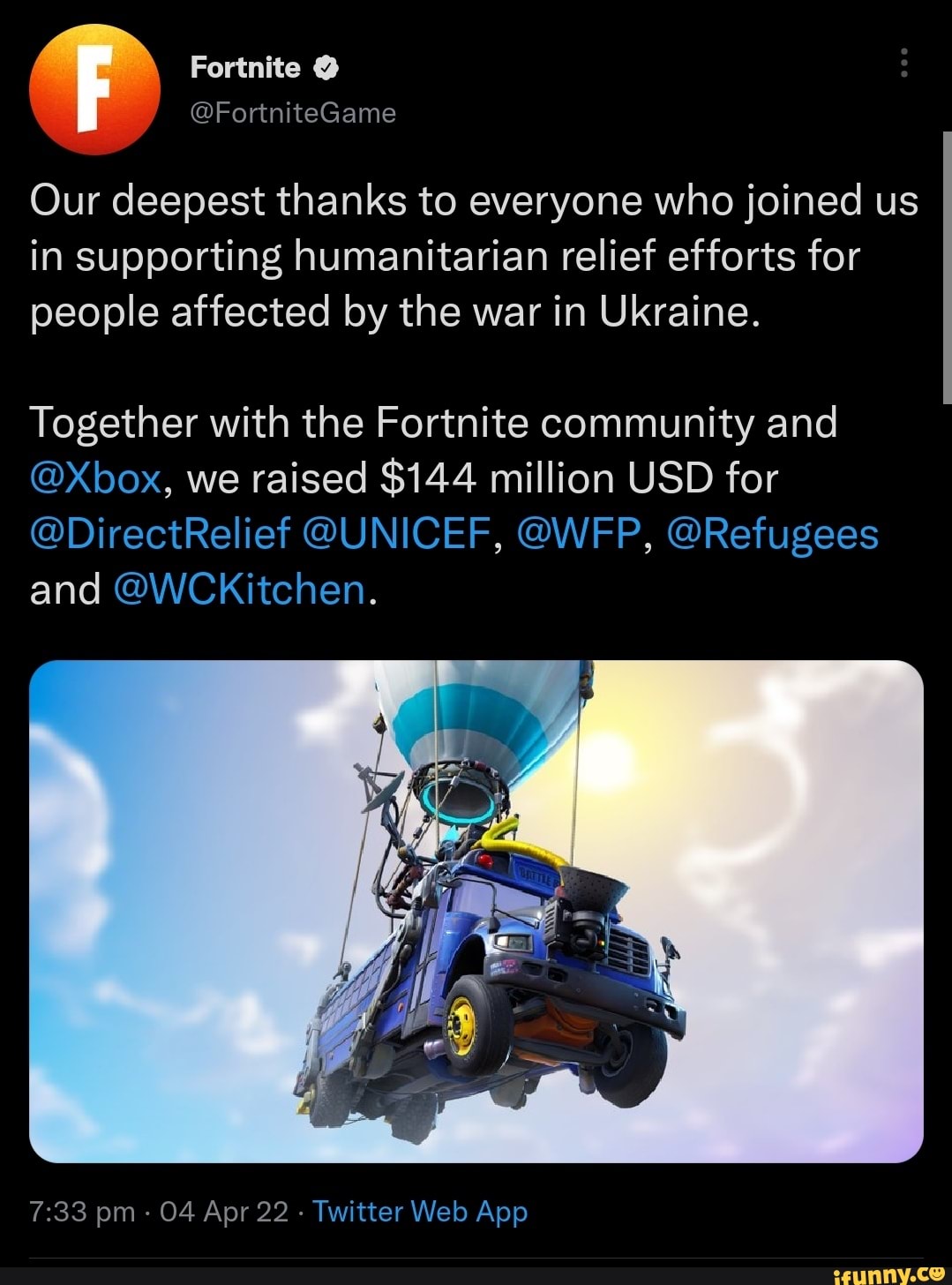 Fortnite Humanitarian Relief Campaign For Ukraine Ends With $144