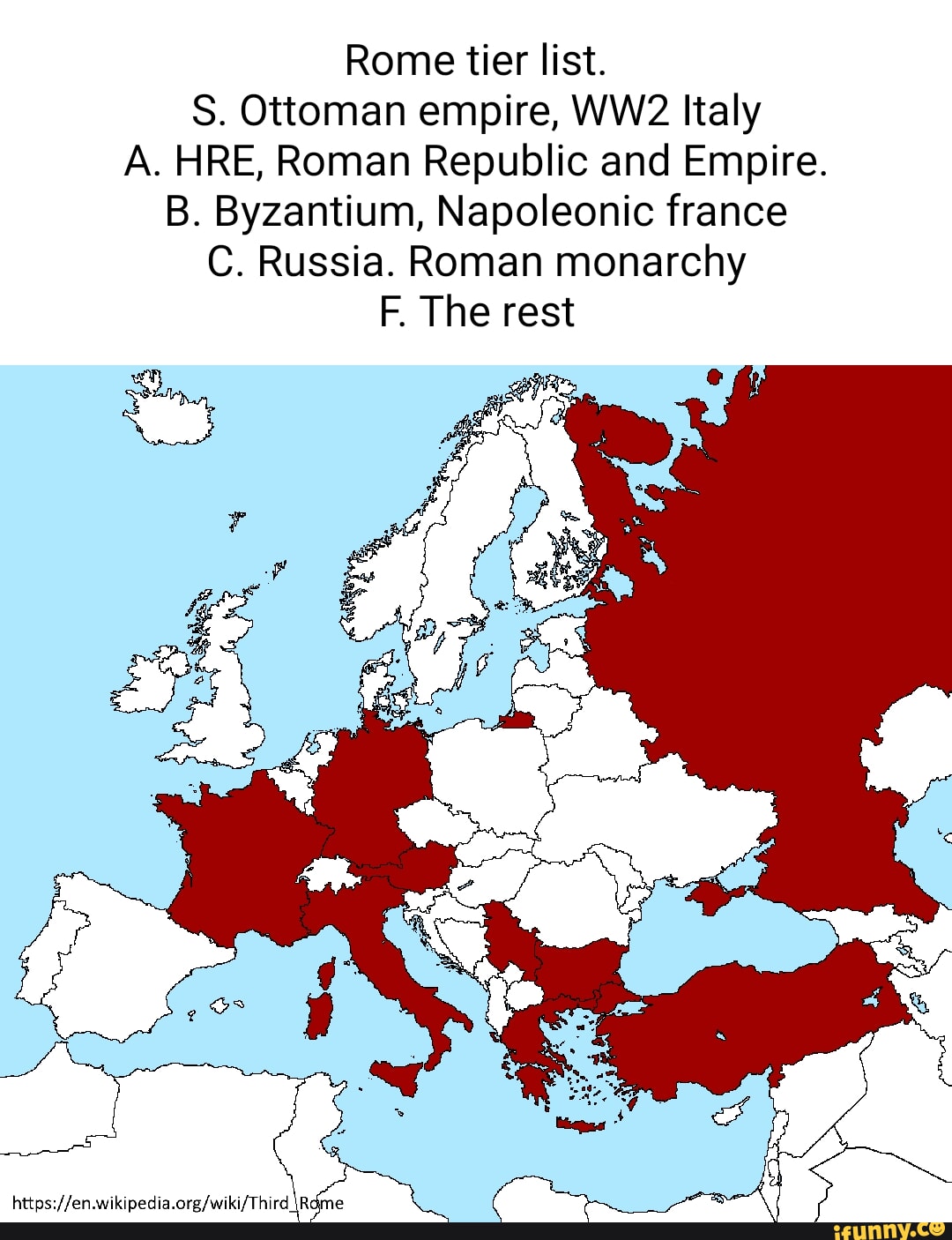 Rome Tier List. S. Ottoman Empire, Italy A. HRE, Roman Republic And ...