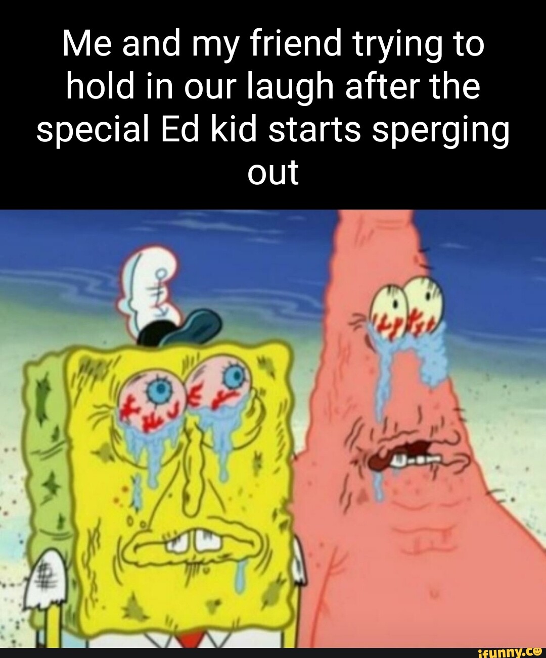 spongebob holding in laughter