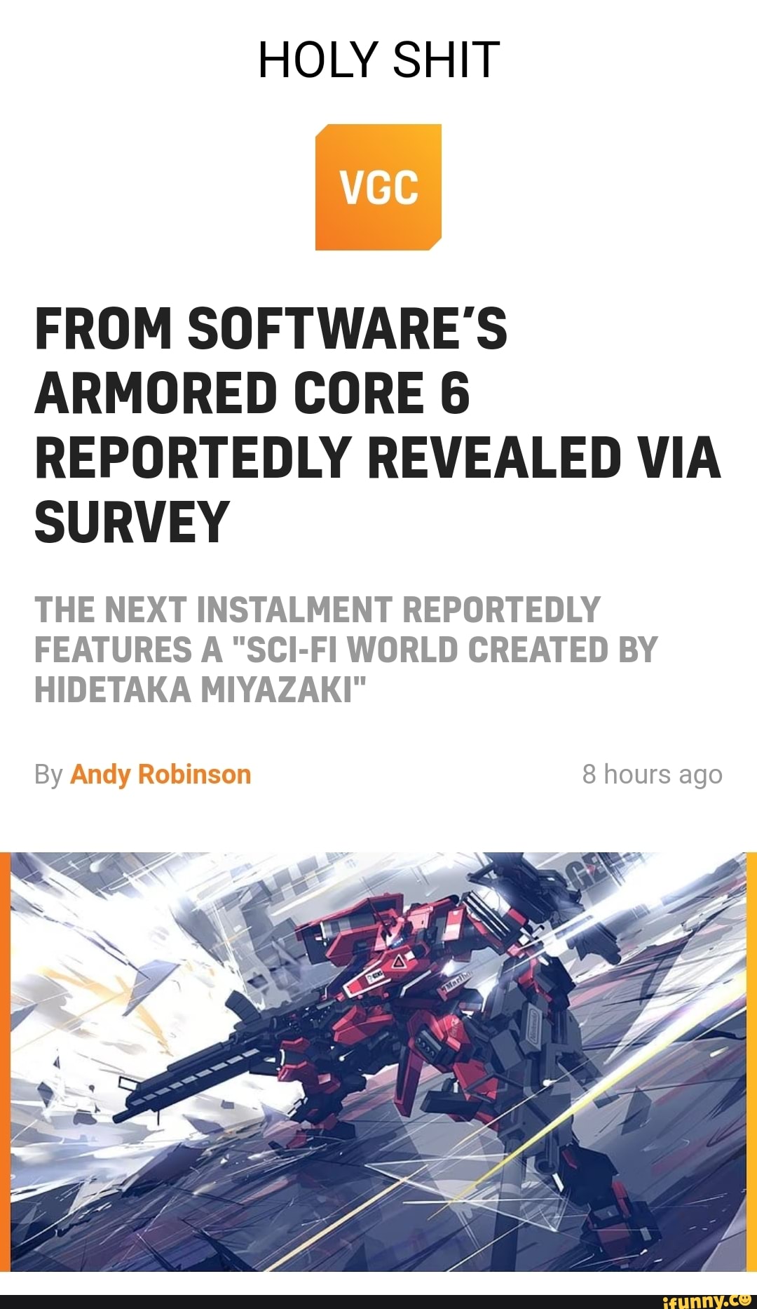 From Software's Armored Core 6 reportedly revealed via survey