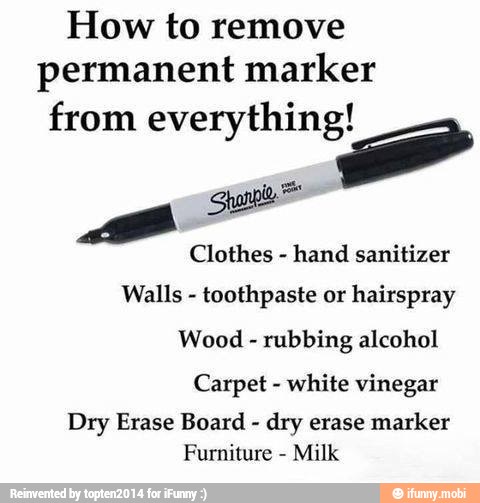 How to remove permanent marker from everything! Clothes hand sanitizer Walls toothpaste or ...